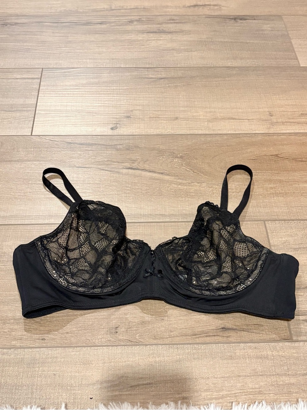 B.Tempt'd lace bow Underwire balconette Bra black 36C